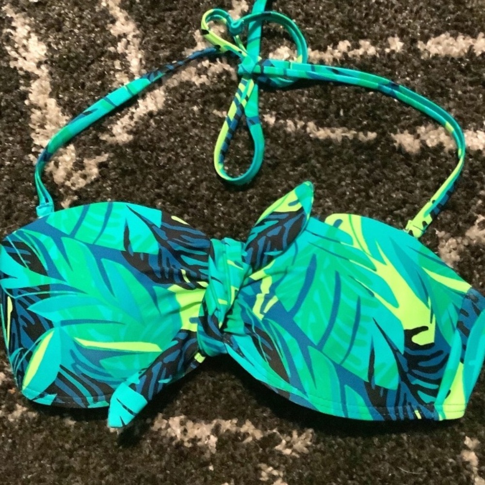 High waisted palm leaf bikini with cutouts